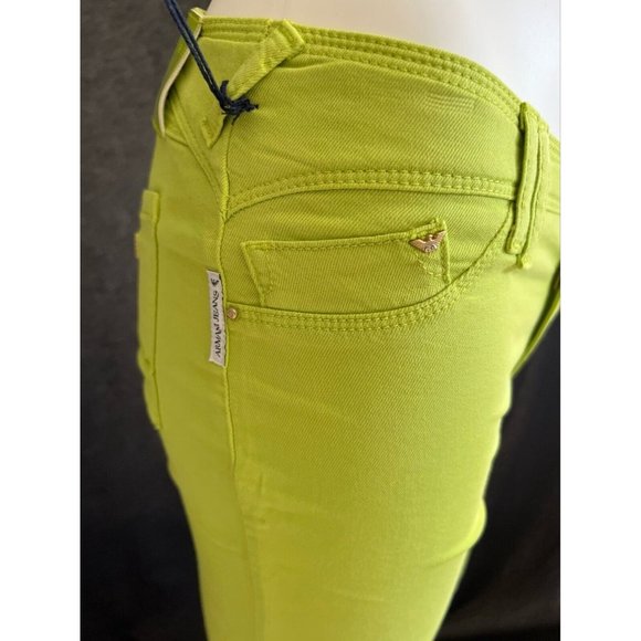 $215 NWT Armani Jeans Women's Lime Green Pants Stretch Skinny Leg Low Rise Sz 27 - Picture 4 of 10